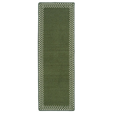 Green Polka Dot Bordered Non Slip Washable Kitchen Utility Mat 66x200cm