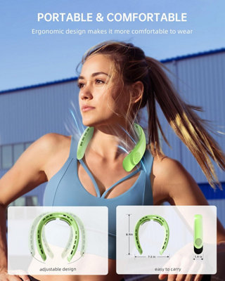 Green Portable Neck Fan Rechargeable Neck Fans that Blow Cold