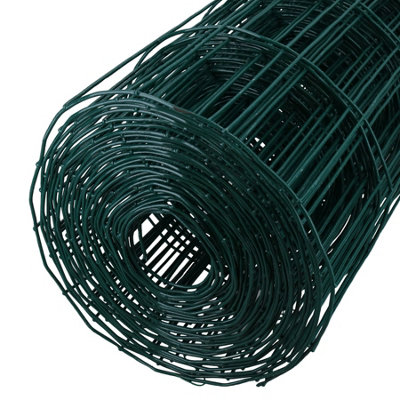 Green PVC Coated Steel Wire Garden Border Fence Netting Mesh 30m x 0.9m