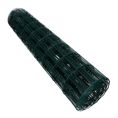 Green PVC Coated Steel Wire Garden Border Fence Netting Mesh 50m x 0.9m