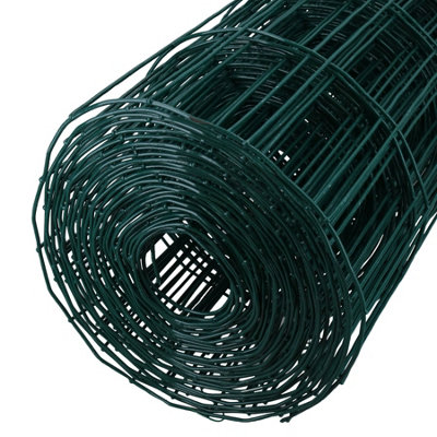 Green PVC Coated Steel Wire Garden Border Fence Netting Mesh 50m x 0.9m