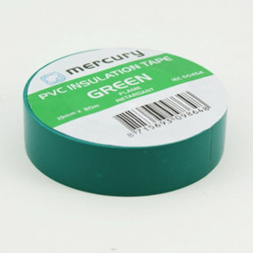 Green PVC Electrical Insulation Tape 20m x 19mm Flame Retardant Power Cable