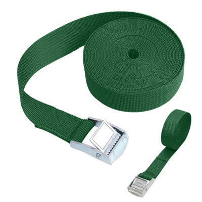 Green Ratchet Tie Down, (W)25mm Adjustable Buckled Straps (L)1M