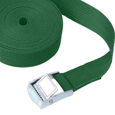 Green Ratchet Tie Down, (W)25mm Adjustable Buckled Straps (L)1M