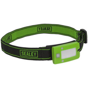 Green Rechargeable Head Torch - Adjustable Band - Automatic Sensor - 2W COB LED