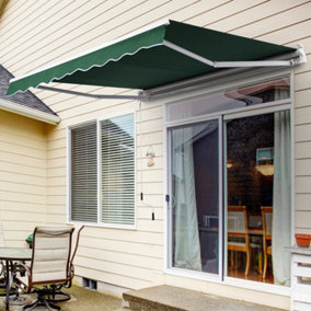 Green Retractable Oxford Cloth Garden Sun Shade Canopy Outdoor  Anti-UV and Waterproof Folding Awning 2 m x 1.5 m
