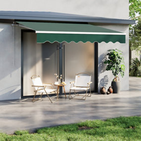 Green Retractable Oxford Cloth Garden Sun Shade Canopy Outdoor Anti-UV Awning with Winding Handle 3 m x 2.5 m