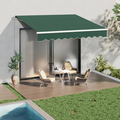 Green Retractable Oxford Cloth Garden Sun Shade Canopy Outdoor Anti-UV ...