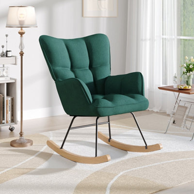 Green Rocking Chair with High Backrest