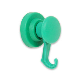 Green Rubber Coated Neodymium Magnet with Swivel Hook for Holding Rope, Wires and Clothing - 43mm dia