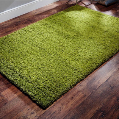 Green rug shaggy rug size 170x230 with 5cm pile thickness for living ...