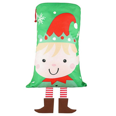 Green Santa's Elf Children's Christmas Gift Sack 73cm x 50cm