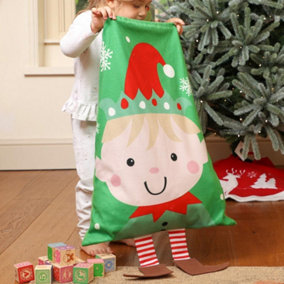 Green Santa's Elf Children's Christmas Gift Sack
