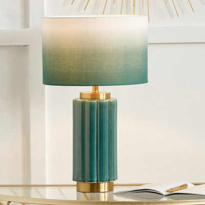 Green Scalloped Ceramic Table Lamp