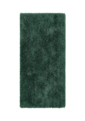 Green Shaggy Rug, 50mm Thickness Anti-Shed Easy to Clean Rug, Modern Shaggy Rug for Bedroom & Dining Room-67 X 200cm (Runner)