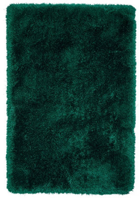Green Shaggy Rug, Plain Anti-Shed Rug, 80mm Thick Modern Rug, Green ...