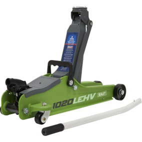 Green Short Chassis Trolley Jack - 2000kg Limit - 385mm Max Height - Low Entry