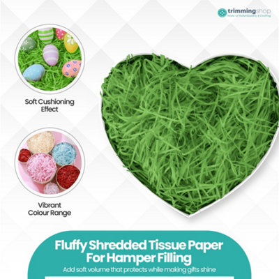 Green Shredded Tissue Paper, Decorative Gift Packaging Hamper Filler - 500g