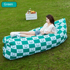 Green Smiley Outdoor Camping Foldable Portable Lazy Inflatable Sofa