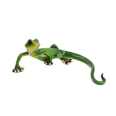 Green Speckled Gecko Lizard Resin Wall Shed Sculpture Statue House ...