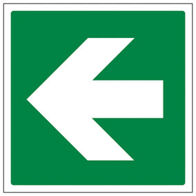 Green STRAIGHT Arrow Fire Exit Sign - Glow in the Dark 200x200mm (x3)