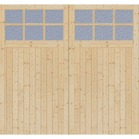 Green & Taylor 2135 x 2135 x 44mm Side Hung Solid Pine Timber Single Glazed Garage Doors with Flemish Glass