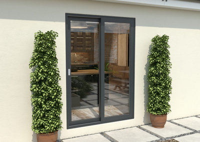 Green & Taylor Anthracite Grey Aluminium External Sliding Doors - LH Sliding / RH Fixed - 1490 x 2090mm (WxH)