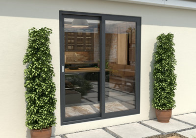 Green & Taylor Anthracite Grey Aluminium External Sliding Doors - LH Sliding / RH Fixed - 1790 x 2090mm (WxH)