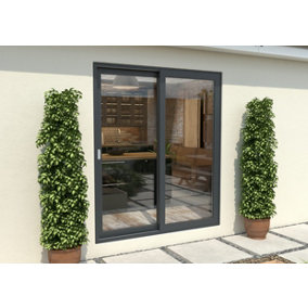 Green & Taylor Anthracite Grey Aluminium External Sliding Doors - LH Sliding / RH Fixed - 1790 x 2090mm (WxH)