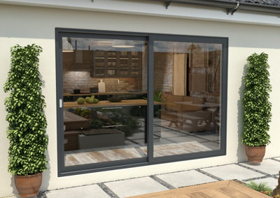 Green & Taylor Anthracite Grey Aluminium External Sliding Doors - LH Sliding / RH Fixed - 2990 x 2090mm (WxH)