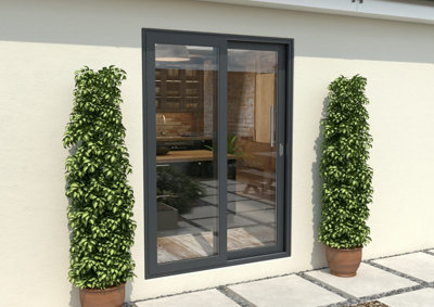 Green & Taylor Anthracite Grey Aluminium External Sliding Doors - RH Sliding / LH Fixed - 1490 x 2090mm (WxH)