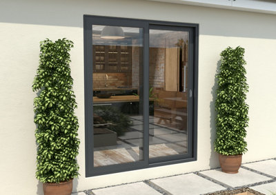 Green & Taylor Anthracite Grey Aluminium External Sliding Doors - RH Sliding / LH Fixed - 1790 x 2090mm (WxH)