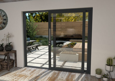 Green & Taylor Anthracite Grey Aluminium External Sliding Doors - RH Sliding / LH Fixed - 2090 x 2090mm (WxH)