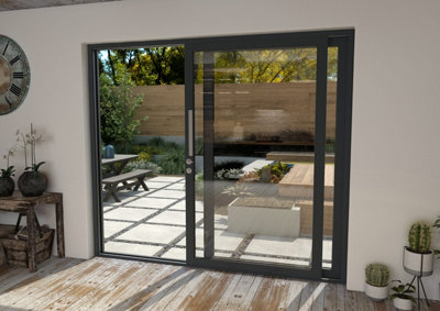 Green & Taylor Anthracite Grey Aluminium External Sliding Doors - RH Sliding / LH Fixed - 2390 x 2090mm (WxH)