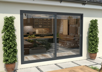 Green & Taylor Anthracite Grey Aluminium External Sliding Doors - RH Sliding / LH Fixed - 2990 x 2090mm (WxH)