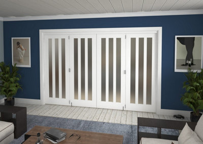 Green & Taylor Aston White Frosted Glass Roomfold Internal Bi-folding ...