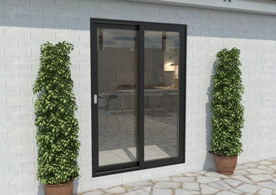 Green & Taylor Black Aluminium External Sliding Doors - LH Sliding / RH Fixed - 1490 x 2090mm (WxH)
