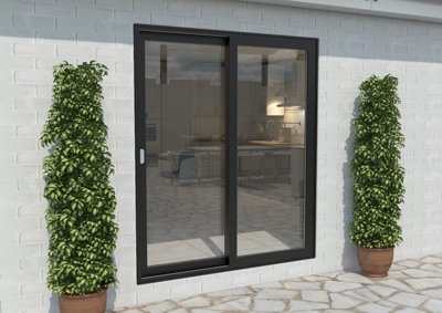 Green & Taylor Black Aluminium External Sliding Doors - LH Sliding / RH Fixed - 1790 x 2090mm (WxH)