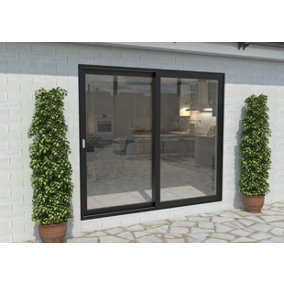 Green & Taylor Black Aluminium External Sliding Doors - LH Sliding / RH Fixed - 2090 x 2090mm (WxH)