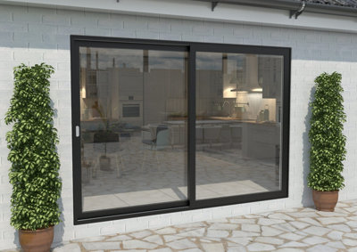 Green & Taylor Black Aluminium External Sliding Doors - LH Sliding / RH Fixed - 2990 x 2090mm (WxH)