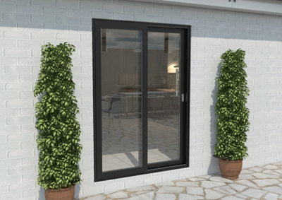 Green & Taylor Black Aluminium External Sliding Doors - RH Sliding / LH Fixed - 1490 x 2090mm (WxH)