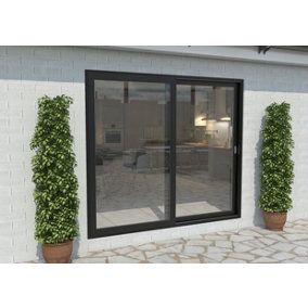 Green & Taylor Black Aluminium External Sliding Doors - RH Sliding / LH Fixed - 2090 x 2090mm (WxH)