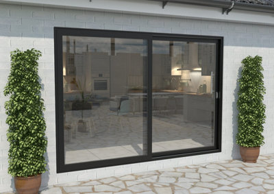 Green & Taylor Black Aluminium External Sliding Doors - RH Sliding / LH Fixed - 2990 x 2090mm (WxH)