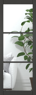 Green & Taylor Black Heritage Slimline 3 Lite Clear Glass Internal Door