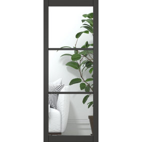 Green & Taylor Black Heritage Slimline 3 Lite Clear Glass Internal Door