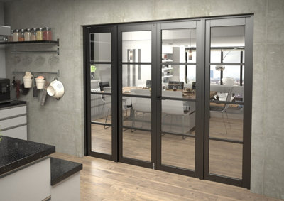 Green & Taylor Black Shaker 4 Lite Clear Glass Internal French Door Set - 2380 x 2021 x 133mm (WxHxT)