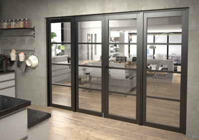 Green & Taylor Black Shaker 4 Lite Clear Glass Internal French Door Set - 2838 x 2021 x 133mm (WxHxT)