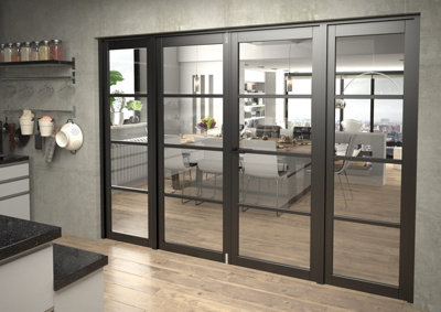 Green & Taylor Black Shaker 4 Lite Clear Glass Internal French Door Set - 2838 x 2021 x 133mm (WxHxT)