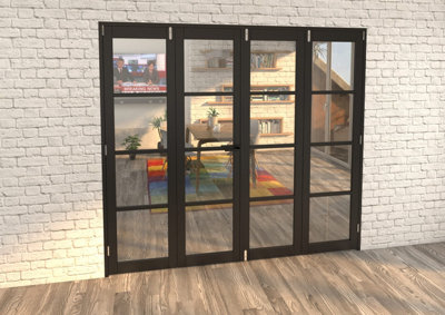 Green & Taylor Black Shaker 4 Lite Clear Glass Internal French Folding Doorset - 2216 x 2031 x 108mm (WxHxT)