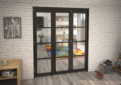 Green & Taylor Black Shaker 4 Lite Clear Glass Roomfold Internal Bi-folding Doorset - 1674 x 2060 x 133mm (WxHxT)